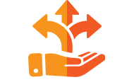 Icon presenting opened hand with arrows